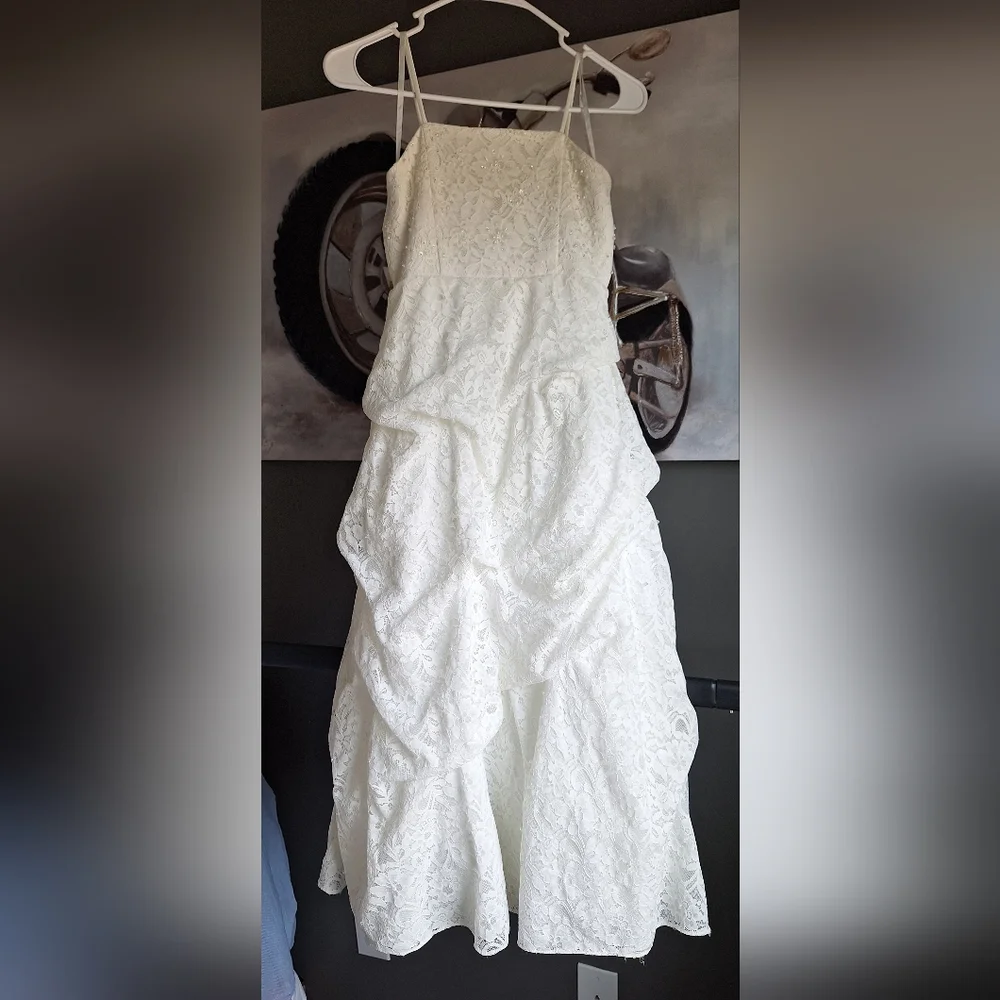 David's Bridal Elegant White Lace Dress - Picture 9 of 11